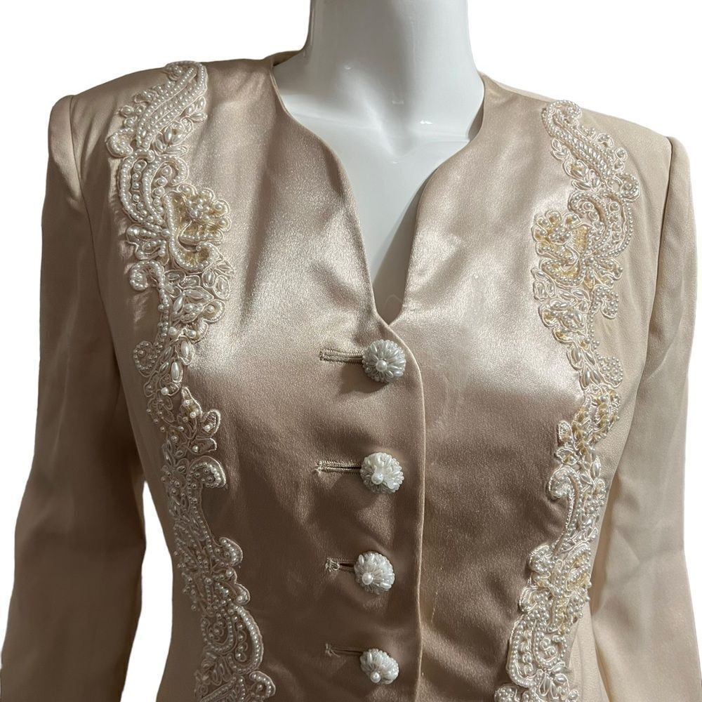 Alfred Angelo Cream Pearl Dressy Blazer size 10 - Picture 2 of 12